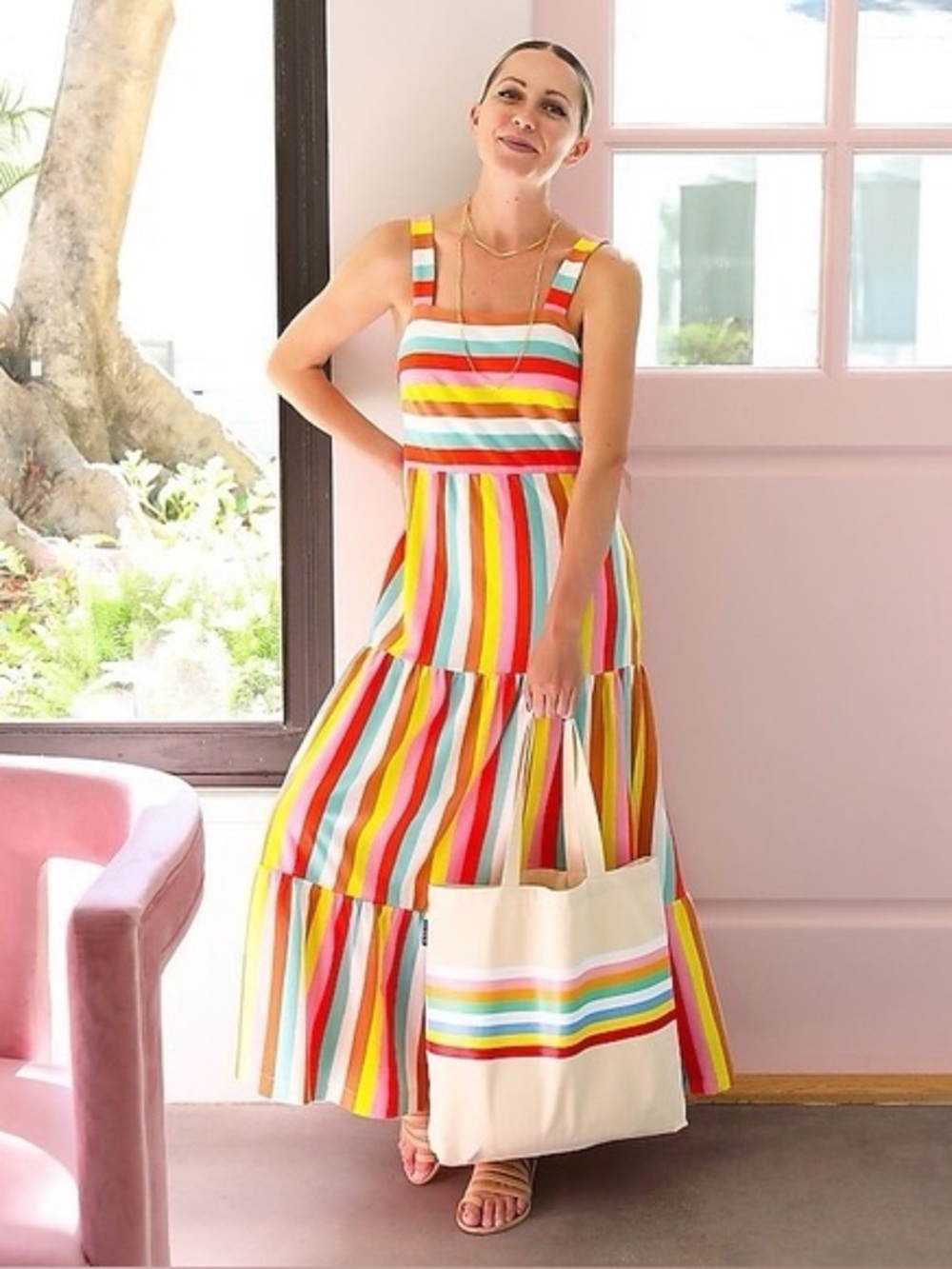 J.CREW Maxi dress in rainbow stripe #AP172